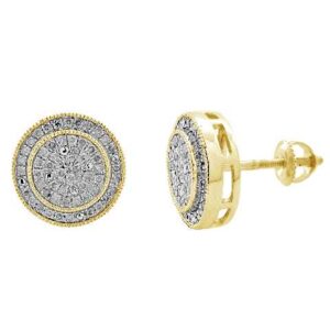 MEN'S STUD EARRINGS 0.35CT ROUND DIAMOND 10K YELLOW GOLD
