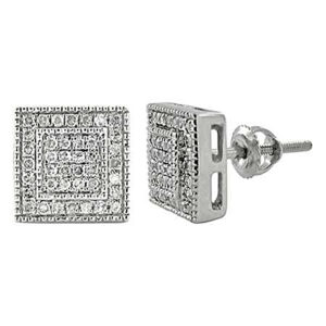 MEN'S STUD EARRINGS 0.25CT ROUND DIAMOND 10K WHITE GOLD