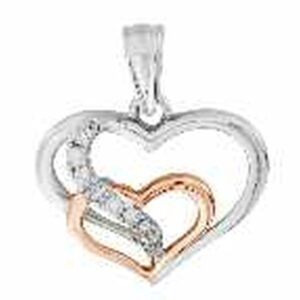 LADIES HEART PENDANT 0.10CT ROUND DIAMOND 10K WHITE/ROSE GOLD
