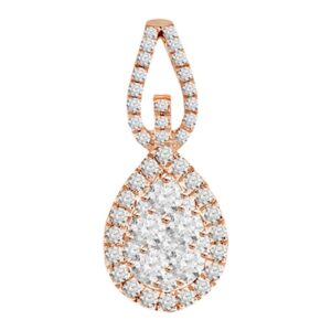 LADIES PENDANT 0.50CT ROUND DIAMOND 14K ROSE GOLD