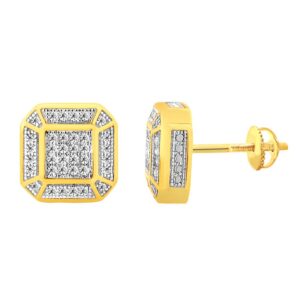 MEN'S STUD EARRINGS 0.25CT ROUND DIAMOND 10K YELLOW GOLD