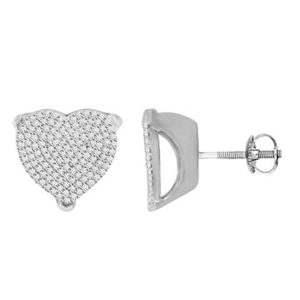 LADIES HEART EARRINGS 0.60CT ROUND DIAMOND 10K WHITE GOLD