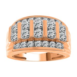 MEN'S BAND 2.00CT ROUND DIAMOND 10K ROSE GOLD