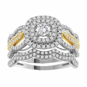 LADIES RING 1.00CT ROUND DIAMOND 14K WHITE/YELLOW GOLD
