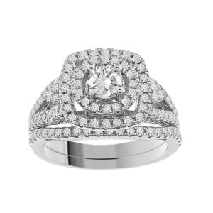 LADIES RING 1.55CT ROUND DIAMOND 14K WHITE GOLD