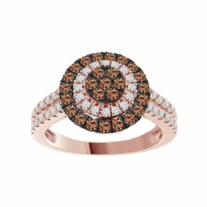LADIES RING 1.00CT ROUND DARK BROWN DIAMOND 10K ROSE GOLD