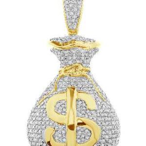 MEN'S PENDANT 2.20CT ROUND DIAMOND 10K YELLOW GOLD