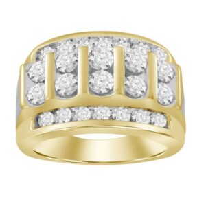 MEN'S BAND 3.00CT ROUND DIAMOND 10K WHITE/YELLOW GOLD