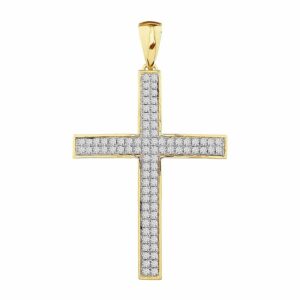 MEN'S CROSS 3.00CT ROUND DIAMOND 10K YELLOW GOLD