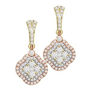 LADIES EARRINGS 0.85CT ROUND DIAMOND 14K WHITE/YELLOW/ROSE GOLD