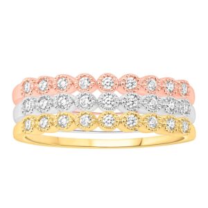 LADIES STACKABLE BAND 0.33CT ROUND DIAMOND 14K WHITE/YELLOW/ROSE GOLD