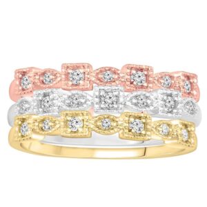 LADIES STACKABLE BAND 0.33CT ROUND DIAMOND 14K WHITE/YELLOW/ROSE GOLD