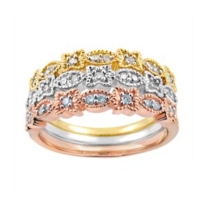 LADIES STACKABLE BAND 0.35CT ROUND DIAMOND 14K WHITE/YELLOW/ROSE GOLD
