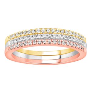 LADIES STACKABLE BAND 0.33CT ROUND DIAMOND 14K WHITE/YELLOW/ROSE GOLD