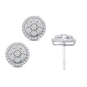 LADIES EARRINGS 0.50CT ROUND DIAMOND 10K WHITE GOLD