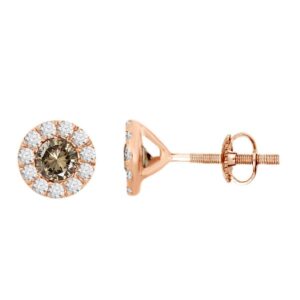 LADIES EARRINGS 0.50CT ROUND/CHOCOLATE DIAMOND 14K