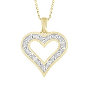 LADIES HEART PENDANT 0.25CT ROUND DIAMOND 10K YELLOW GOLD