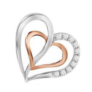 LADIES HEART PENDANT 0.10CT ROUND DIAMOND 10K WHITE/ROSE GOLD