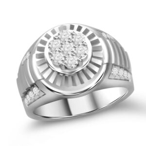 MEN'S RING 1.00CT ROUND DIAMOND 10K WHITE GOLD