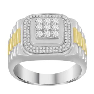 MEN'S RING 0.50CT ROUND DIAMOND 10K WHITE/YELLOW GOLD