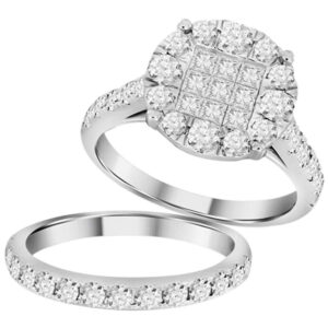 LADIES RING 0.75CT ROUND/PRINCESS DIAMOND 14K WHITE GOLD