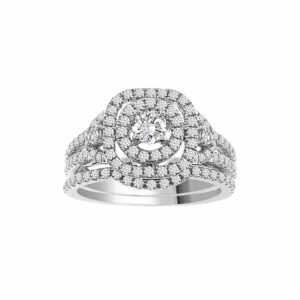 LADIES RING 1.00CT ROUND DIAMOND 14K WHITE GOLD