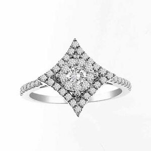 LADIES RING 0.50CT ROUND DIAMOND 14K WHITE GOLD