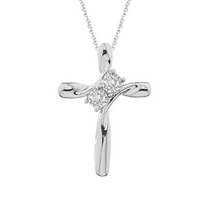 LADIES PENDANT 0.10CT ROUND DIAMOND STERLING SILVER/WHITE GOLD