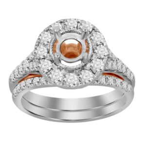 LADIES RING SEMI MOUNT 1.25CT ROUND DIAMOND 18K WHITE/ROSE GOLD