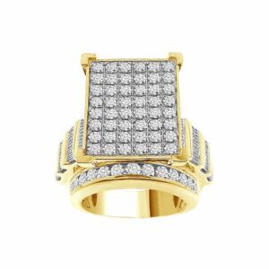 LADIES RING 5.00CT ROUND/BAGUETTE DIAMOND 10K YELLOW GOLD