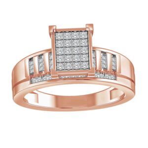 LADIES RING 0.50CT ROUND/BAGUETTE DIAMOND 10K ROSE GOLD