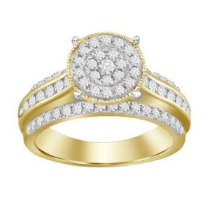 LADIES RING 1.00CT ROUND DIAMOND 10K YELLOW GOLD