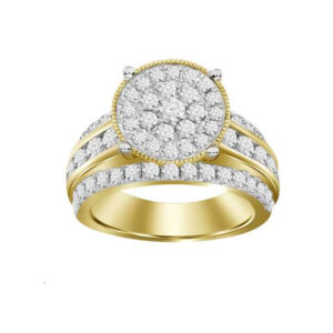 LADIES RING 2.00CT ROUND DIAMOND 10K YELLOW GOLD