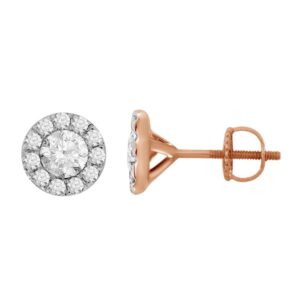 LADIES EARRINGS 0.50CT ROUND DIAMOND 14K ROSE GOLD