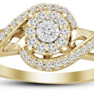 LADIES RING 0.25CT ROUND DIAMOND 10K YELLOW GOLD