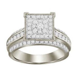 LADIES RING 1.00CT ROUND DIAMOND 10K WHITE GOLD
