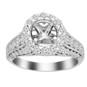 LADIES RING SEMI MOUNT 1.25CT ROUND DIAMOND 18K WHITE GOLD