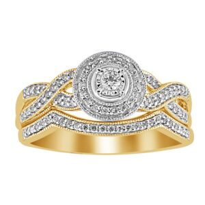 LADIES BRIDAL SET 0.25CT ROUND DIAMOND 10K YELLOW GOLD