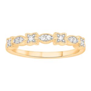 LADIES STACKABLE BAND 0.11CT ROUND DIAMOND 14K YELLOW GOLD