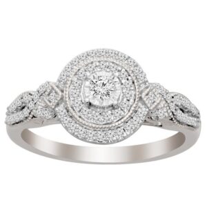 LADIES RING 0.30CT ROUND DIAMOND 10K WHITE GOLD
