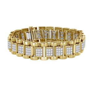 MEN'S BRACELET 2.25CT ROUND DIAMOND 10K YELLOW GOLD