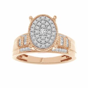 LADIES RING 0.50CT ROUND/BAGUETTE DIAMOND 10K ROSE GOLD