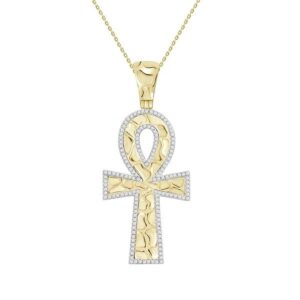 CROSS MEN'S CHARM 0.50CT ROUND DIAMOND 10K WHITE/YELLOW GOLD