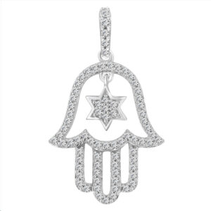 LADIES PENDANT WITH CHAIN 0.25CT ROUND DIAMOND 14K WHITE GOLD