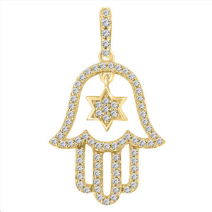 LADIES PENDANT WITH CHAIN 0.25CT ROUND DIAMOND 14K YELLOW GOLD