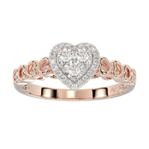 LADIES RING 0.12CT ROUND DIAMOND 14K ROSE GOLD