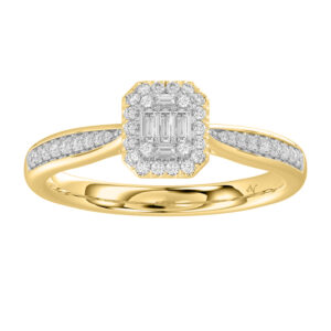 LADIES RING 0.25CT ROUND/BAGUETTE DIAMOND 14K YELLOW GOLD (SI QUALITY)