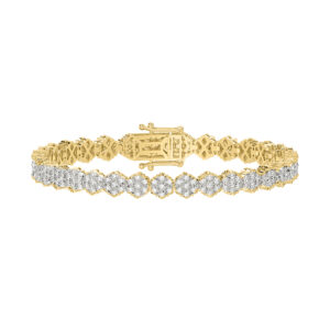 LADIES BRACELET 3.00CT ROUND DIAMOND 14K YELLOW GOLD