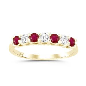 LADIES BAND 0.62CT ROUND/RUBY DIAMOND 14K YELLOW GOLD (CENTER STONE RUBY APPROX- 0.40CT)