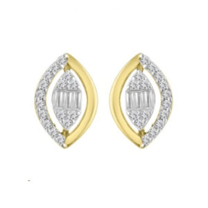 LADIES EARRING 0.32CT BAGUETTE/ROUND DIAMOND 14K YELLOW GOLD
